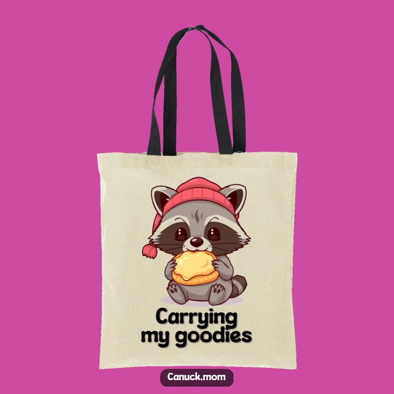 Funny Raccoon Butter Tart Tote Bag: Cozy Beanie Bandit Shopping Bag