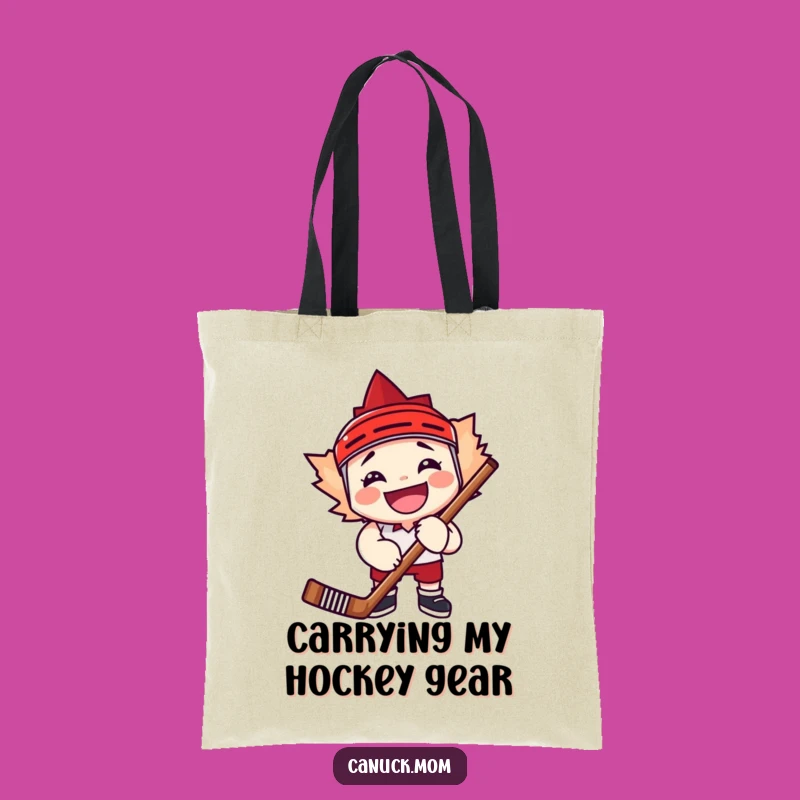 Funny Maple Leaf Hockey Stick Tote Bag, Carry Your Game Humor Gift