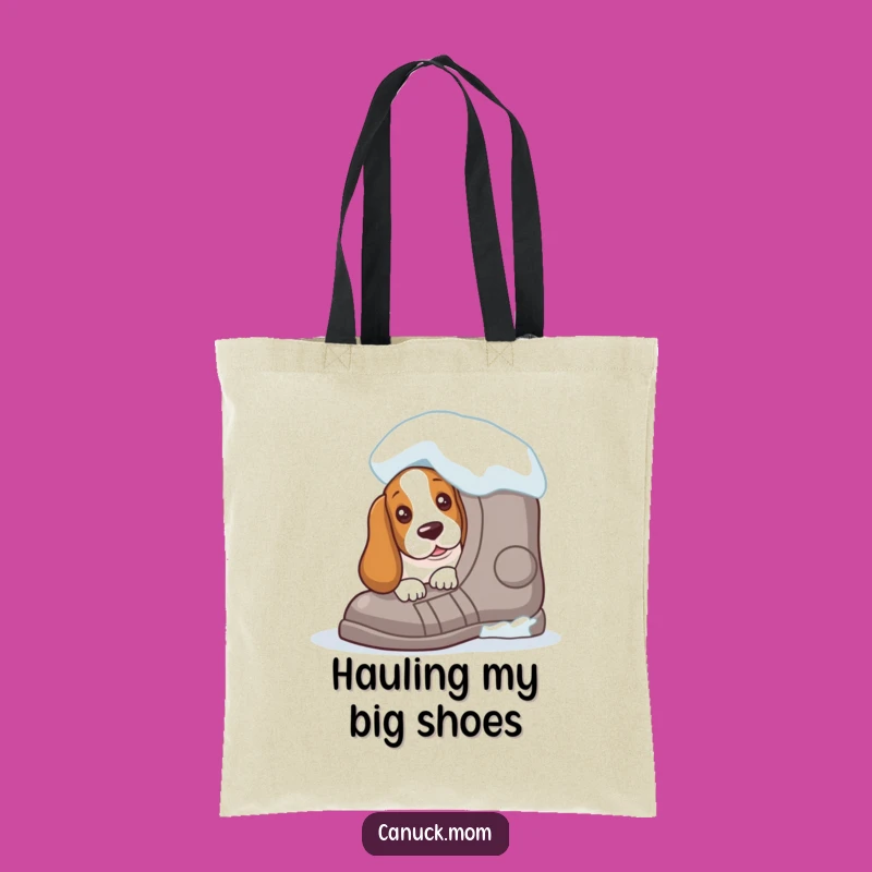 Funny Basset Hound Snowshoe Tote Bag - Whimsical Winter Carry-All