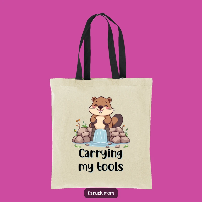 Funny Beaver Building Dam Tote Bag - Carry Your Projects with Humor