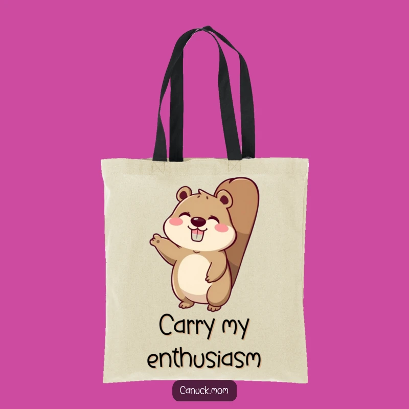 Funny Beaver Tail Character Tote Bag: Carry Your Cheer Around