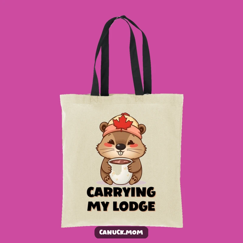 Funny Beaver Tote Bag: Maple Leaf Toque Cocoa Sipper, Chic Canadian Funny Gift