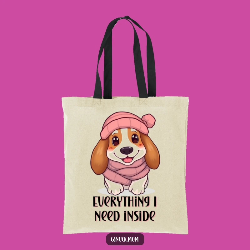 Funny Cozy Basset Hound Tote Bag: Winter Dog Style, Practical Funny Gift