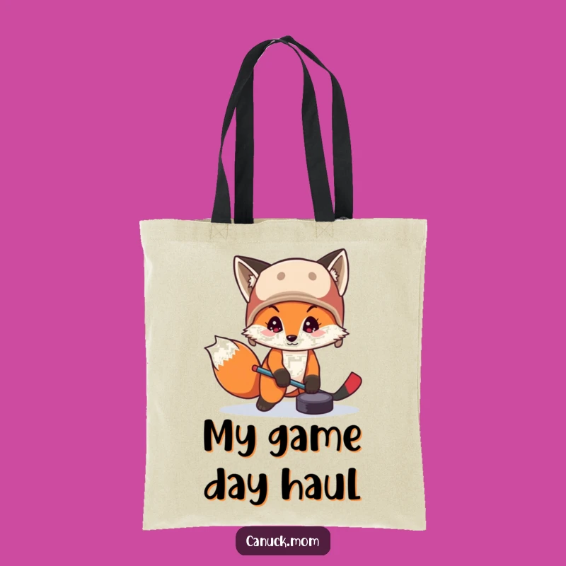 Funny Fox Hockey Puck Tote Bag: Carry Your Game Gear
