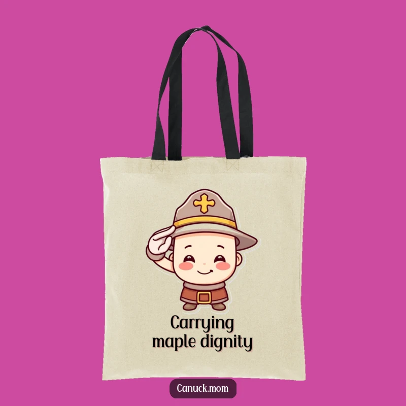 Funny Mountie Hat Tote Bag: Saluting Smile for Shopping Adventures