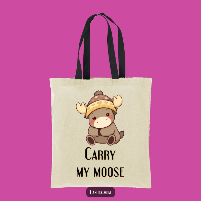 Funny Toque Character Moose Hug Tote Bag: Carry Your Cozy Vibes