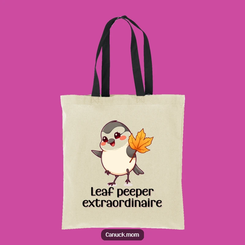 Funny Chickadee Maple Leaf Tote Bag - Cute Bird Shopping Bag Gift