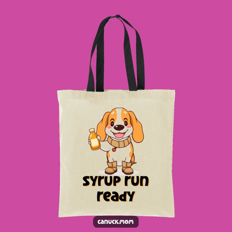 Funny Basset Hound Maple Syrup Tote Bag - Cheerful Boots Dog, Great Sweet Funny Gift